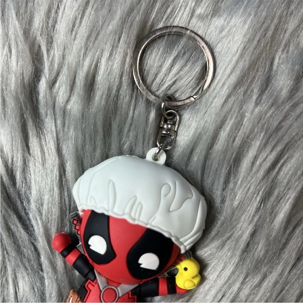 Marvel Deadpool Bath Time Shower Cap Rubber Duck 3D Keychain